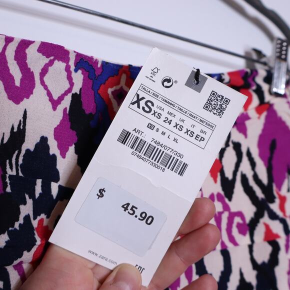 ZARA NEW Draped Printed Multicolored Skirt Abstract Print Casual Women's XS - Picture 10 of 13